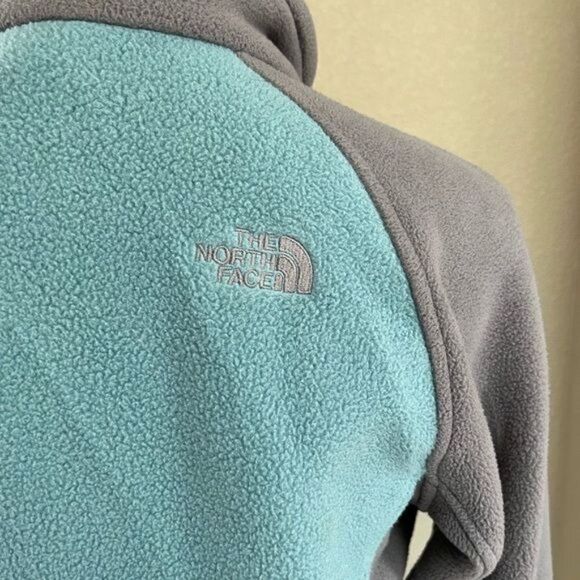 The North Face Khumbu Full Zip Up Pockets Fleece Jacket Teal Grey Small - Picture 4 of 9